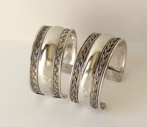 Cuff Bracelets Silver-Tone Set of Two