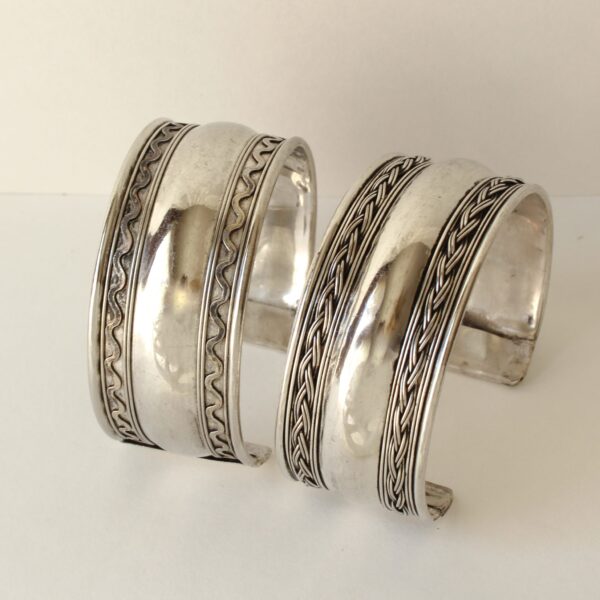 Cuff Bracelets Silver-Tone Set of Two