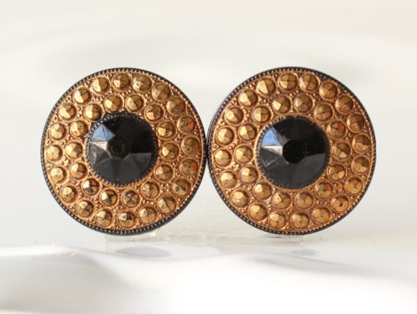 Vintage Glass Buttons Gold on Black