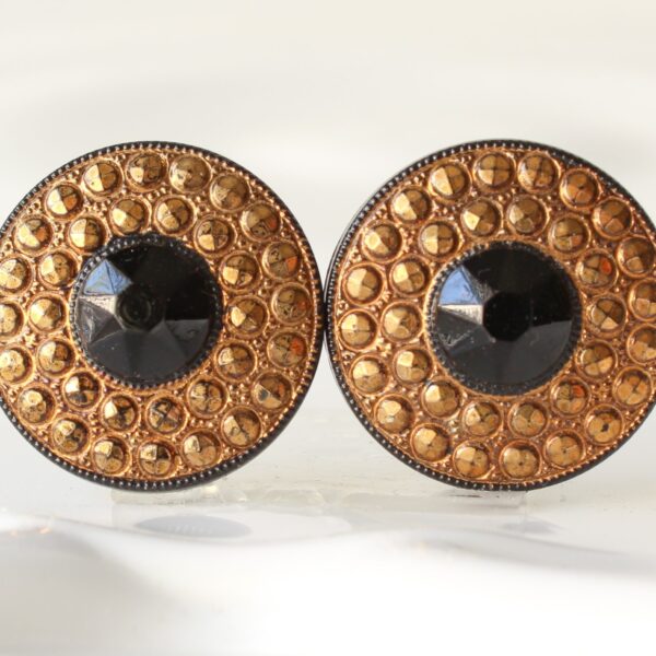 Vintage Glass Buttons Gold on Black