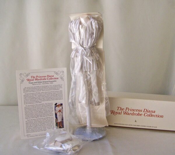 Princess Diana Royal Wardrobe Collection Taupe & White Striped Ensemble