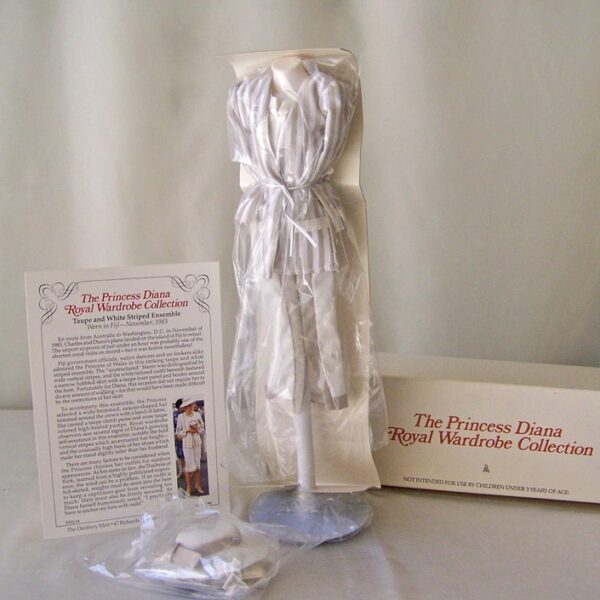 Princess Diana Royal Wardrobe Collection Taupe & White Striped Ensemble