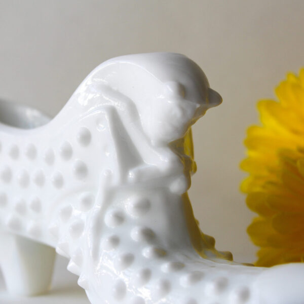 Vintage Hobnail Milk Glass Slipper Cat in Shoe