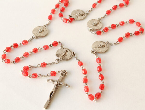 Vintage Rosary Red Glass Beads