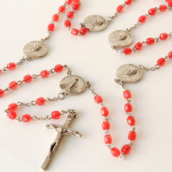 Vintage Rosary Red Glass Beads