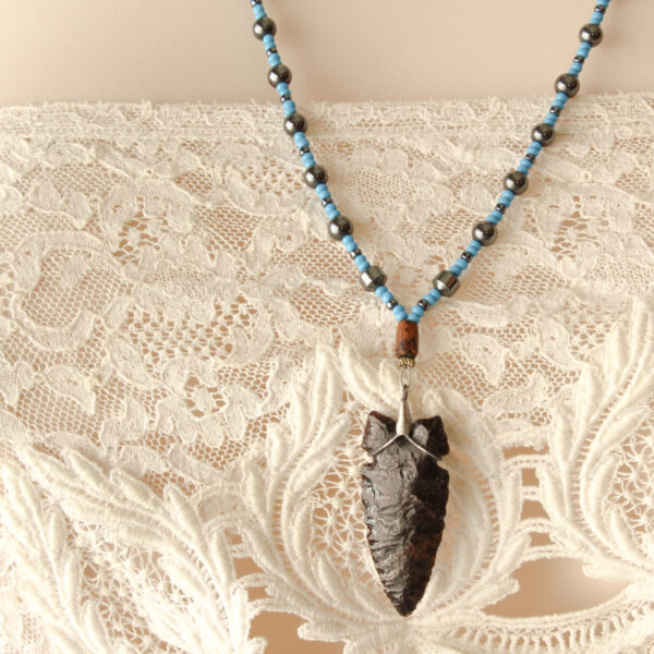 Vintage Obsidian Arrowhead Necklace