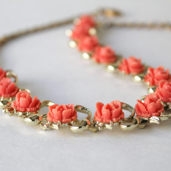 Pink Roses Adjustable Necklace and Brooch