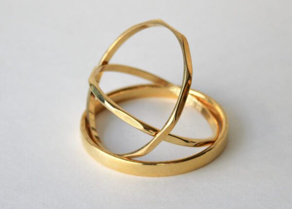 Three Gold Tone Bangle Bracelets Minimalist
