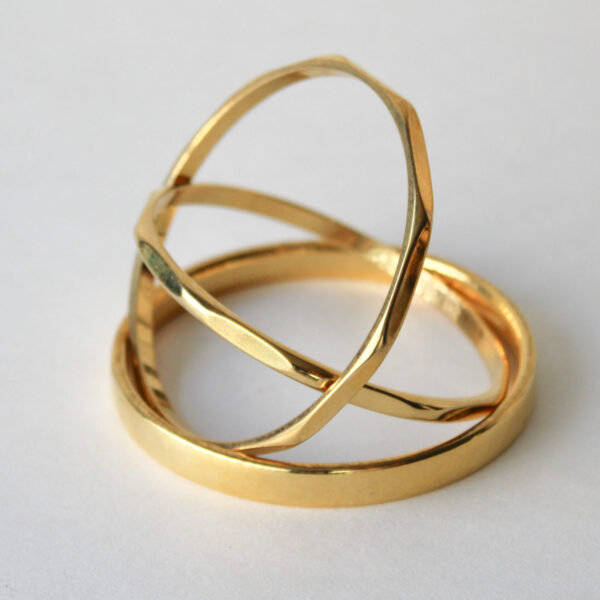 Three Gold Tone Bangle Bracelets Minimalist
