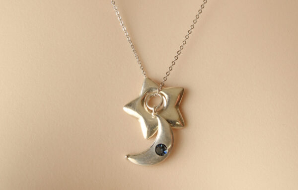 Sterling Star and Moon Pendant Necklace