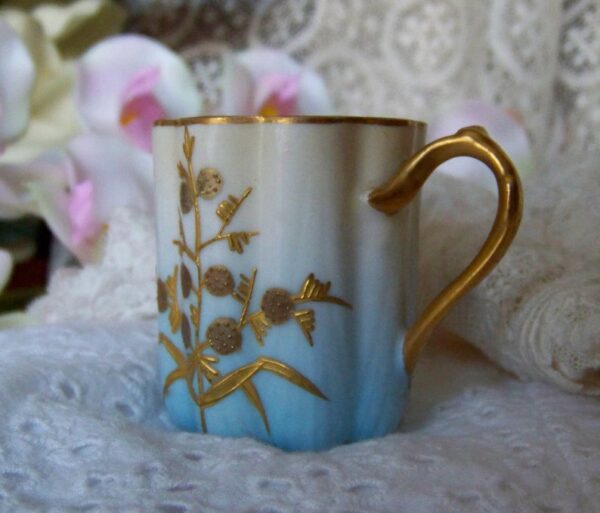 Demitasse Cup Pale Blue and Gold Hand Painted