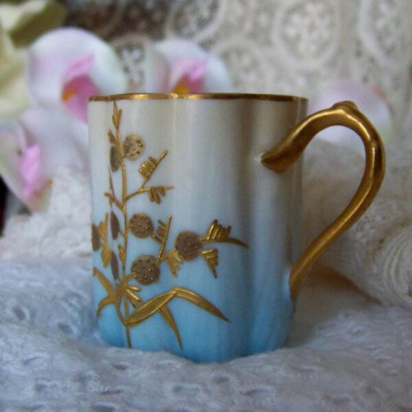 Demitasse Cup Pale Blue and Gold Hand Painted