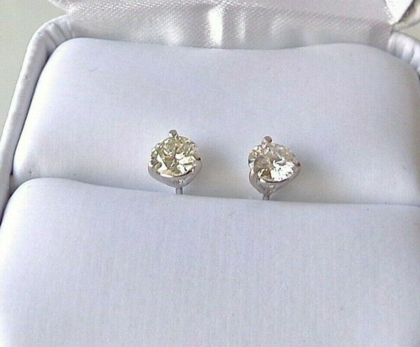 Diamond Earrings White Gold Post Certified