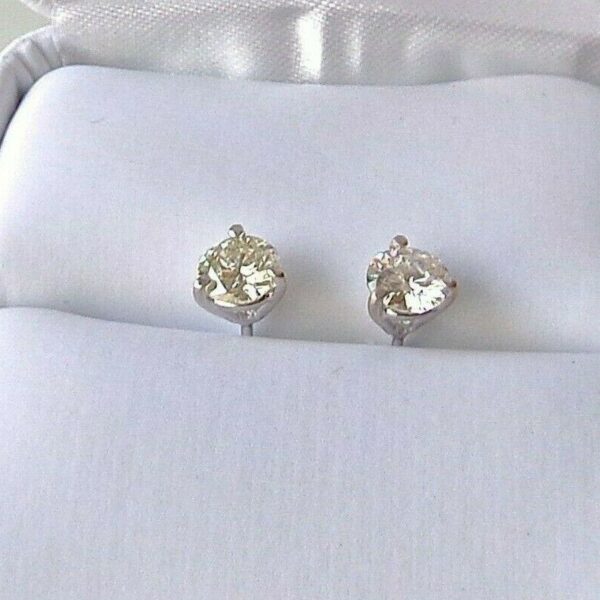 Diamond Earrings White Gold Post Certified