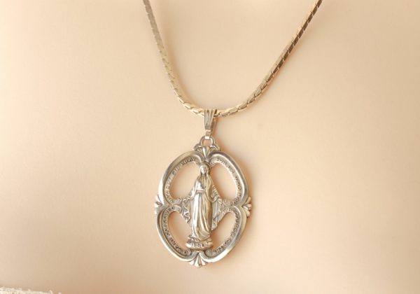 Virgin Mary Pendant Necklace Sterling Silver
