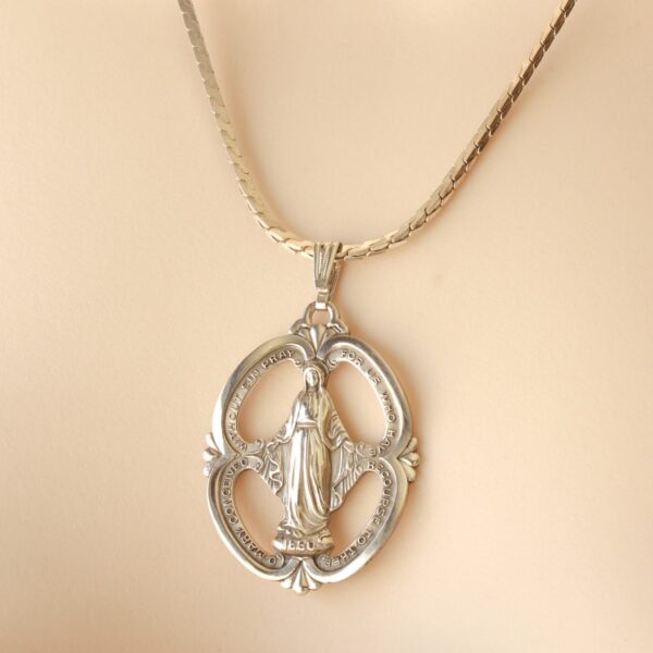 Virgin Mary Pendant Necklace Sterling Silver