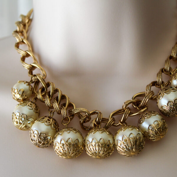Vintage Gold Bobble Necklace Big and Bold Statement