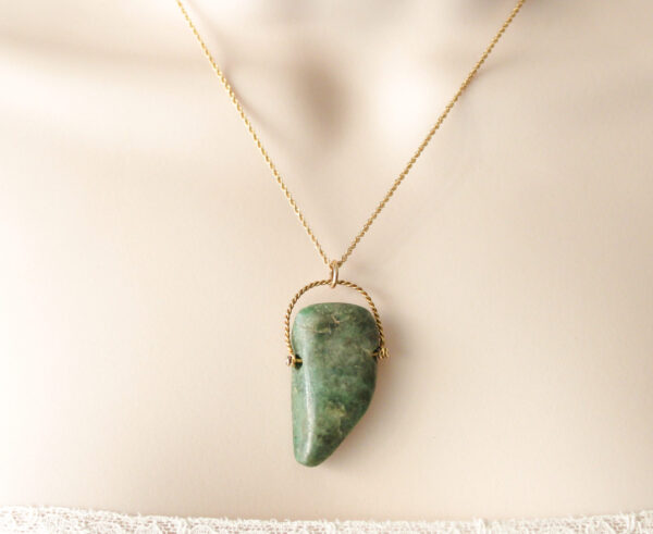 Jade Pendant Necklace 14K Gold Chain