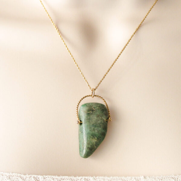 Jade Pendant Necklace 14K Gold Chain