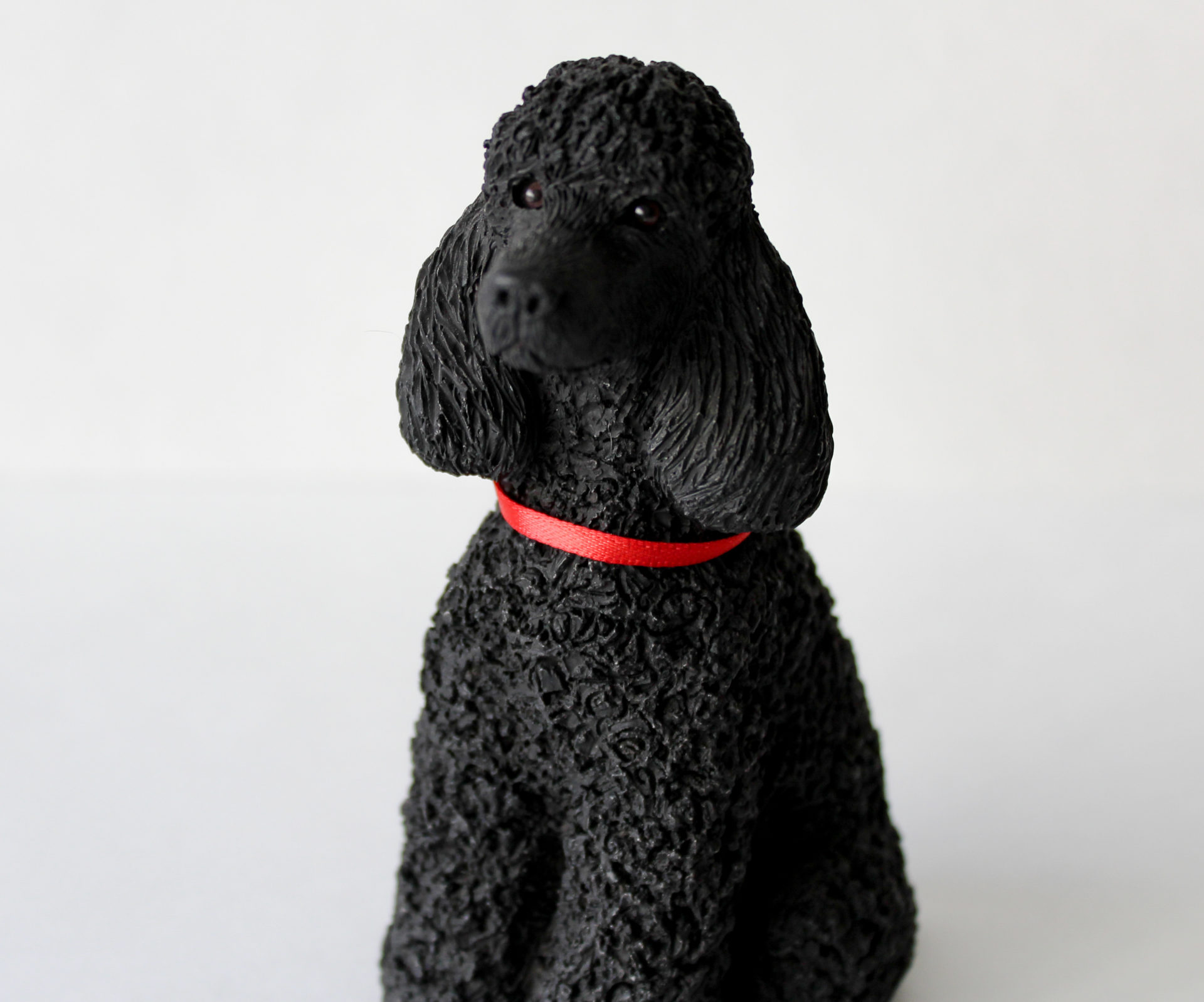 Black Sculpture Poodle Red Ribbon Collar - Cynthia's Attic Direct
