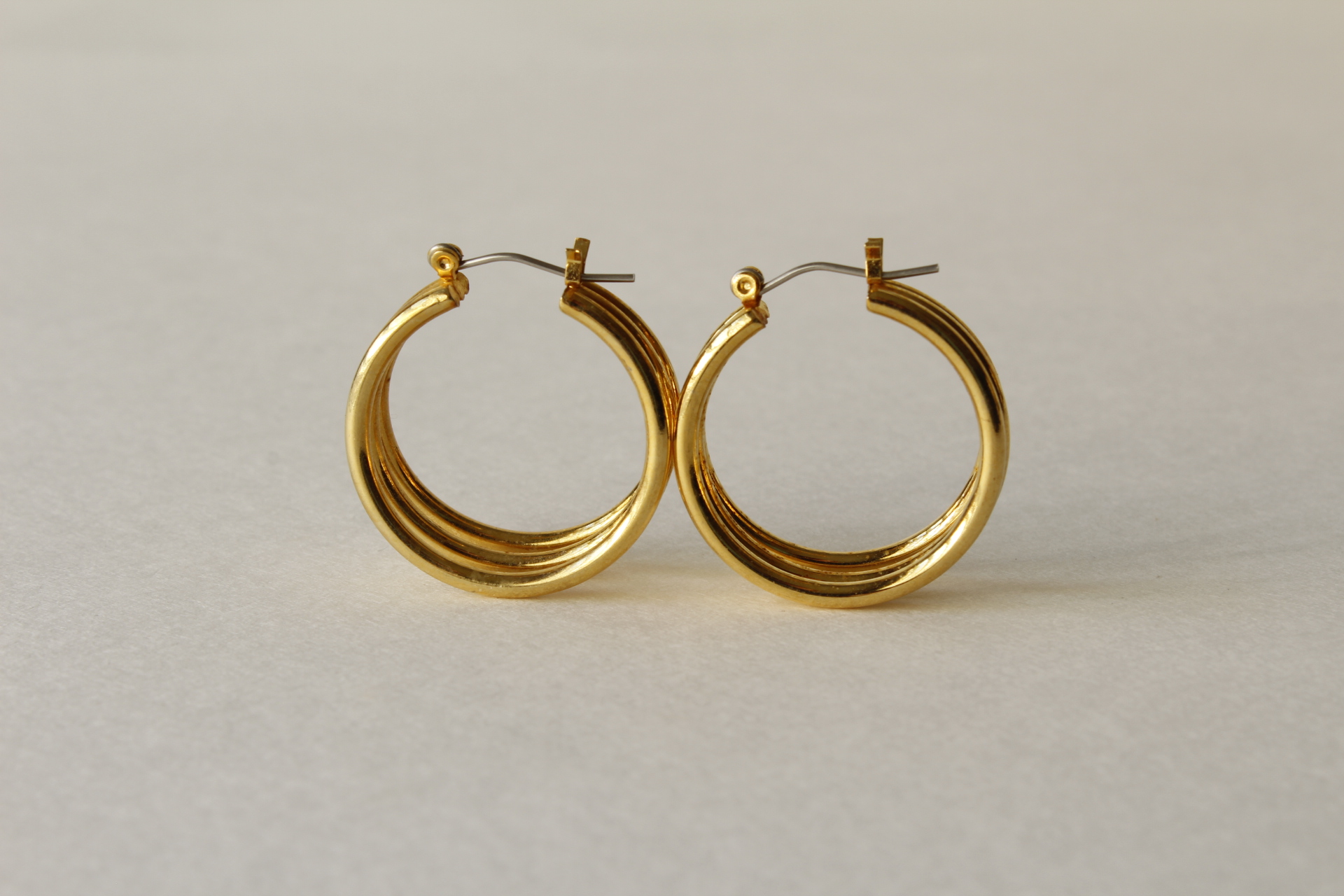 Gold Tone Tri-Hoop Pierced Earrings - Cynthia's Attic Direct - Antiques ...