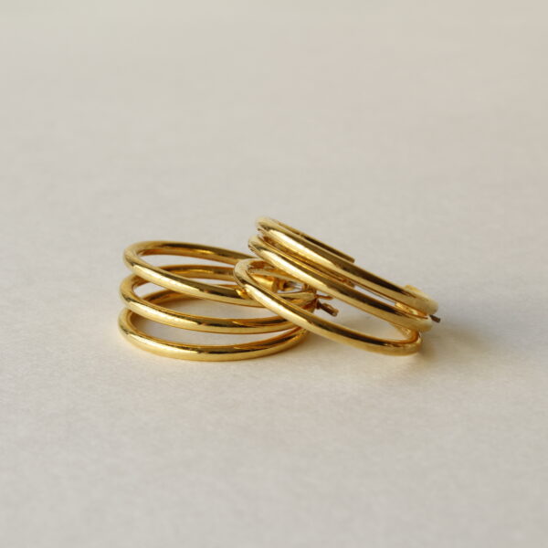 Gold Tone Tri-Hoop Pierced Earrings
