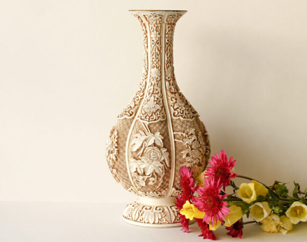 Vintage Ivory Dynasty Brass Vase 1980s