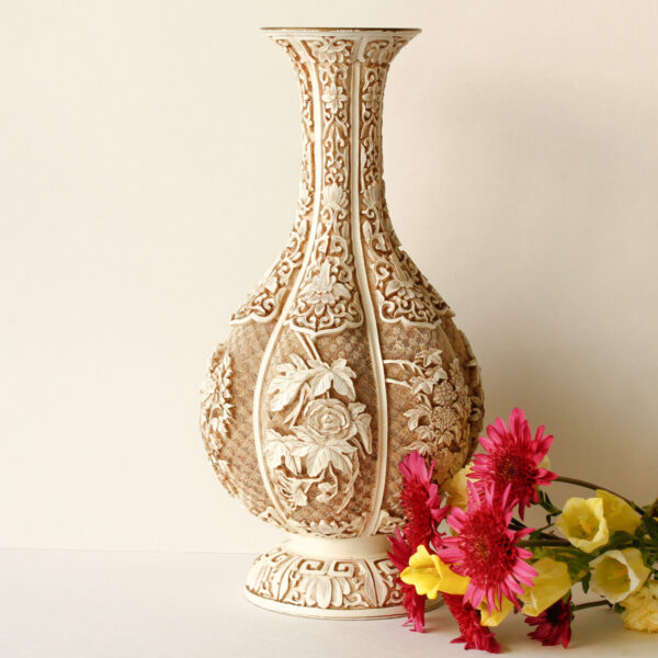Vintage Ivory Dynasty Brass Vase 1980s