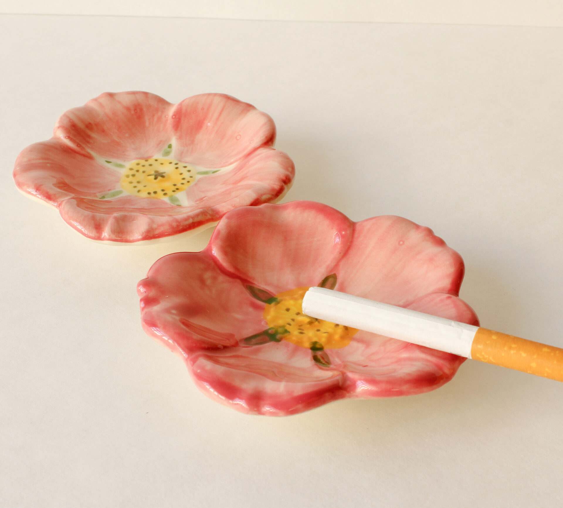 Vintage Desert Rose Ashtrays, Butter Pats, Or Tea Bag Holders Set Of Two 1940s Cynthia's Attic