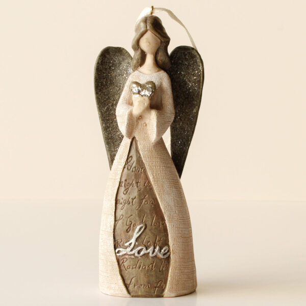 Winged Angel Ornament Wood Figurine