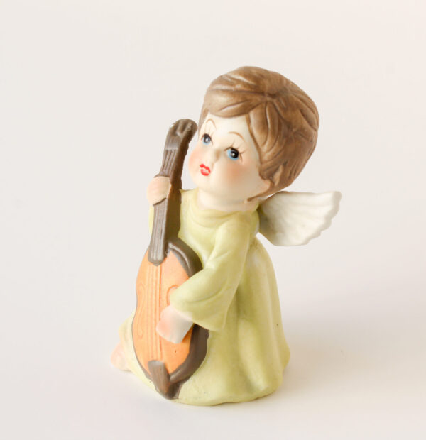 Vintage Winged Angel Figurine With Musical Instrument