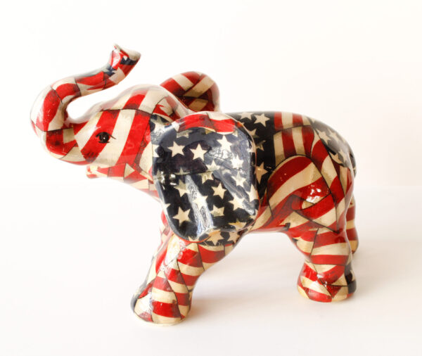 Red White And Blue Elephant Figurine