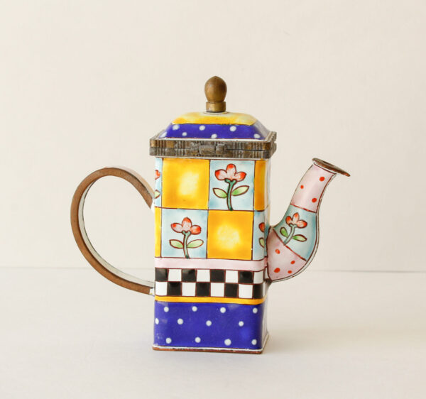 Miniature Enamel Teapot Kevin Chen Collectable Circa 2000