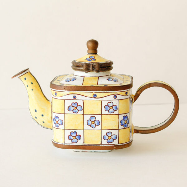 Miniature Yellow Enamel Teapot Kevin Chen Collectable
