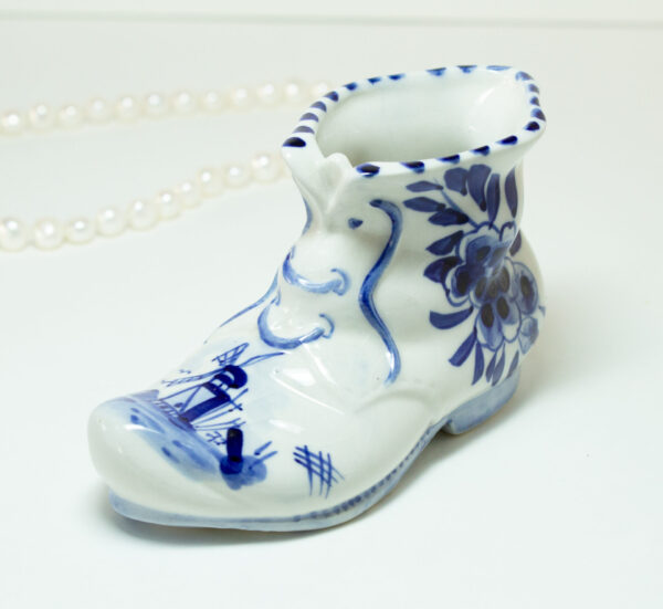 Vintage Miniature Shoe Blue Delft Holland Mid Century