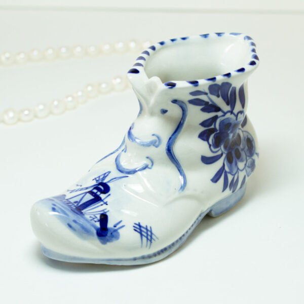 Vintage Miniature Shoe Blue Delft Holland Mid Century