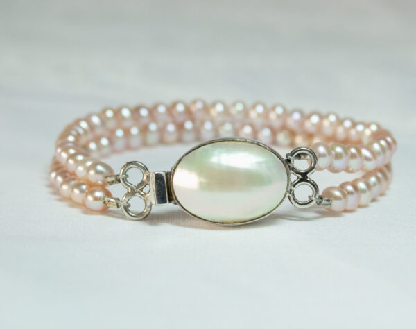 Double Strand Pink Cultured Pearl Bracelet With Sojourner 925 Clasp