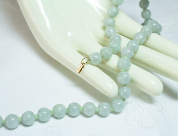 Vintage Blue Quartz Necklace Gem Stone Beads 14K Clasp