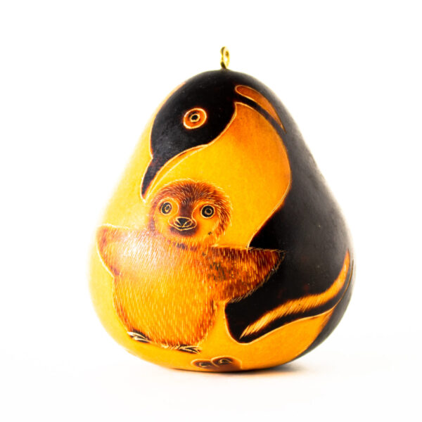 Lucuma Penguin Gourd Ornament Handmade In Peru
