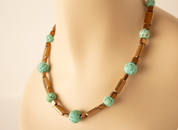 Glass Bead Necklace Pottery Beads Costume Jewelry
