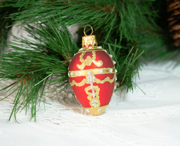 Red Satin Gold Glitter Ornament