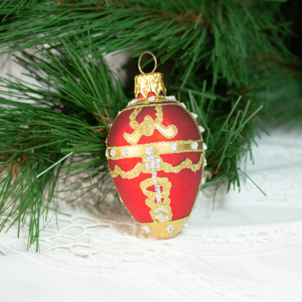 Red Satin Gold Glitter Ornament