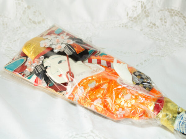 Japanese Wood Paddle Fan Oriental Geisha Girl