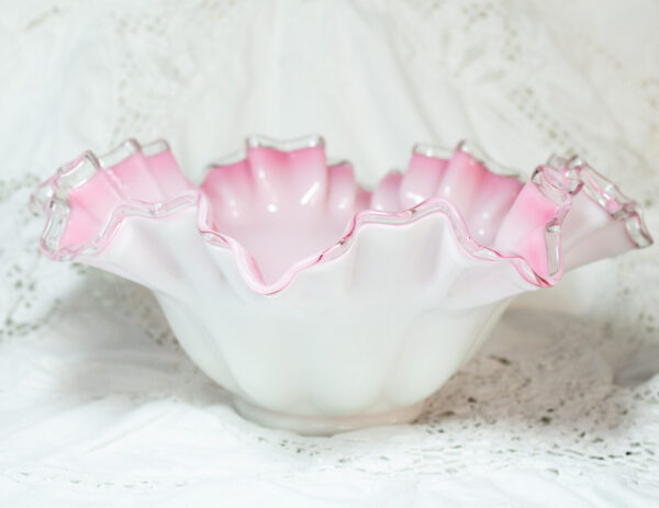 Vintage Pink Ruffled Bowl