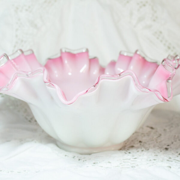 Vintage Pink Ruffled Bowl
