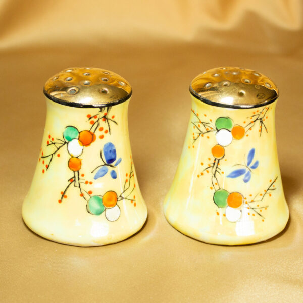 Lusterware Salt And Pepper Shakers Hand Painted