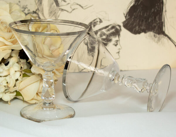 Platinum Rimmed Low Stem Martini Glasses Set Of Two