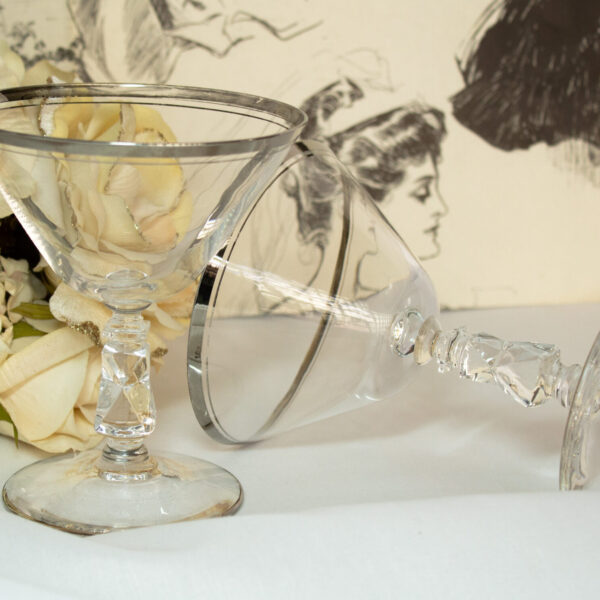 Platinum Rimmed Low Stem Martini Glasses Set Of Two