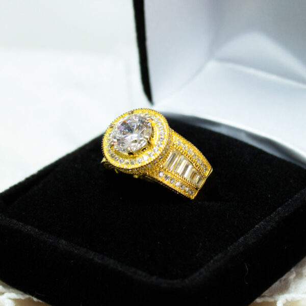 Crystal Cubic Zirconia Cocktail Ring Gold Plated Size 61/2