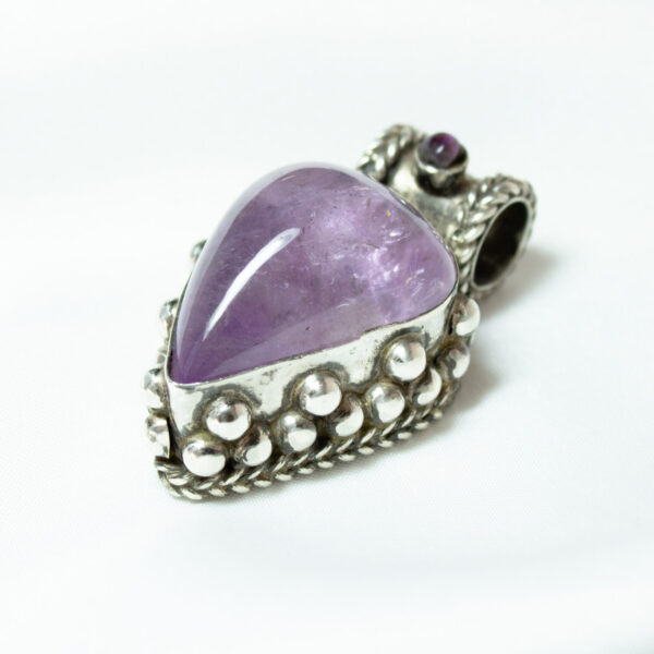 Vintage Amethyst Pendant In Sterling Silver Setting